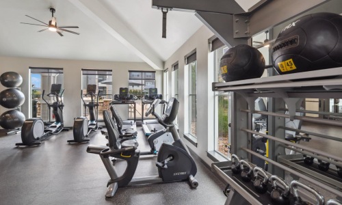 a gym with exercise equipment
