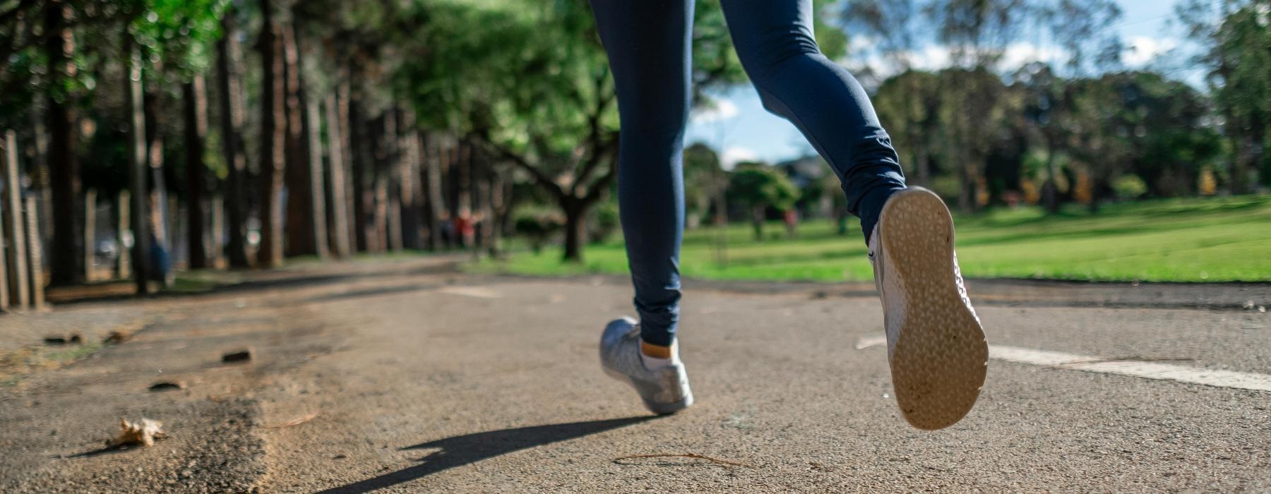a person running on pavement